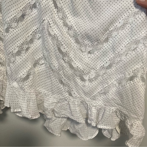 NWOT Free People Swingy Lace Inset Tunic White Polka Dot Ruffle Mini Dress - Picture 6 of 8